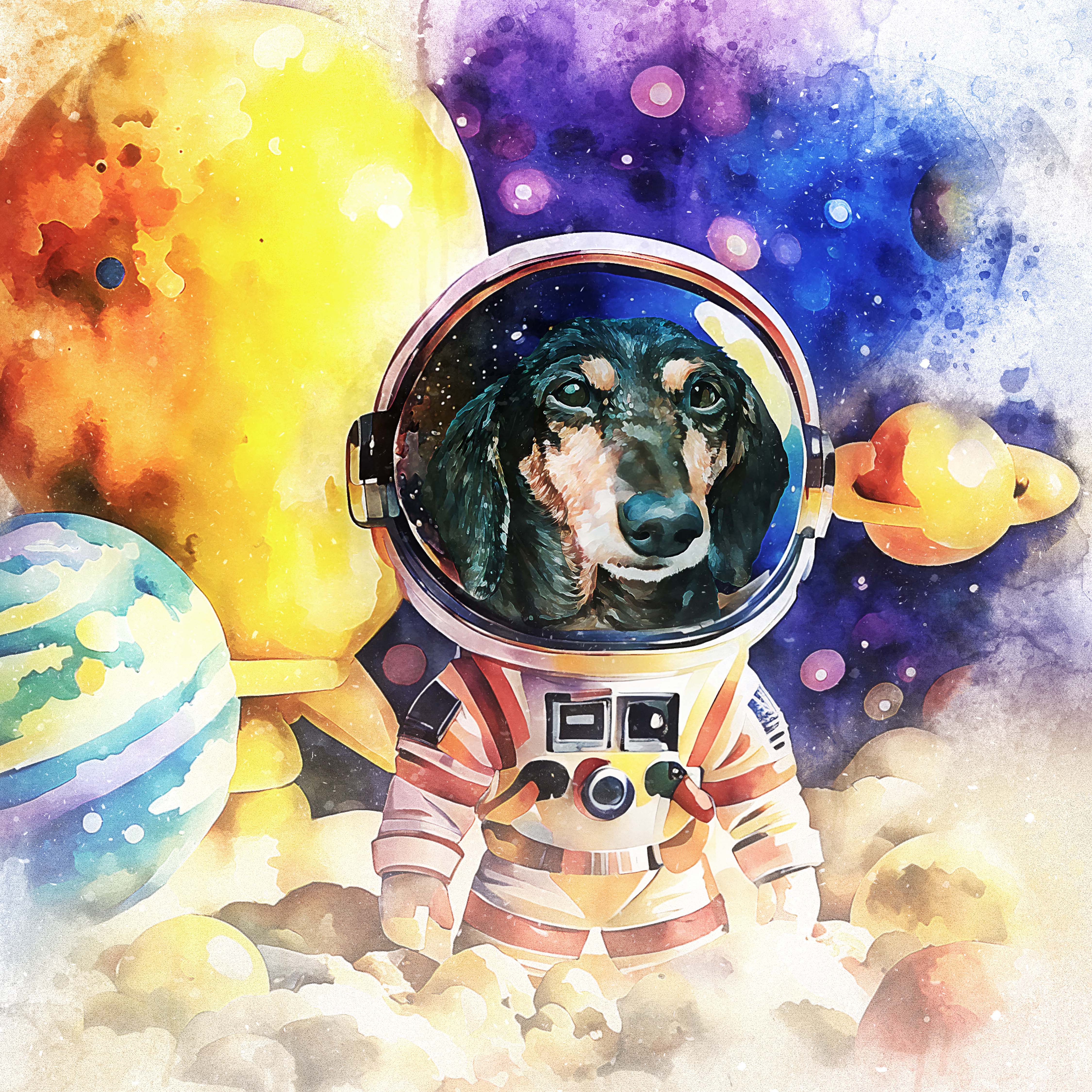 Watercolor Pet Art - Astronaut Adventure (AA)