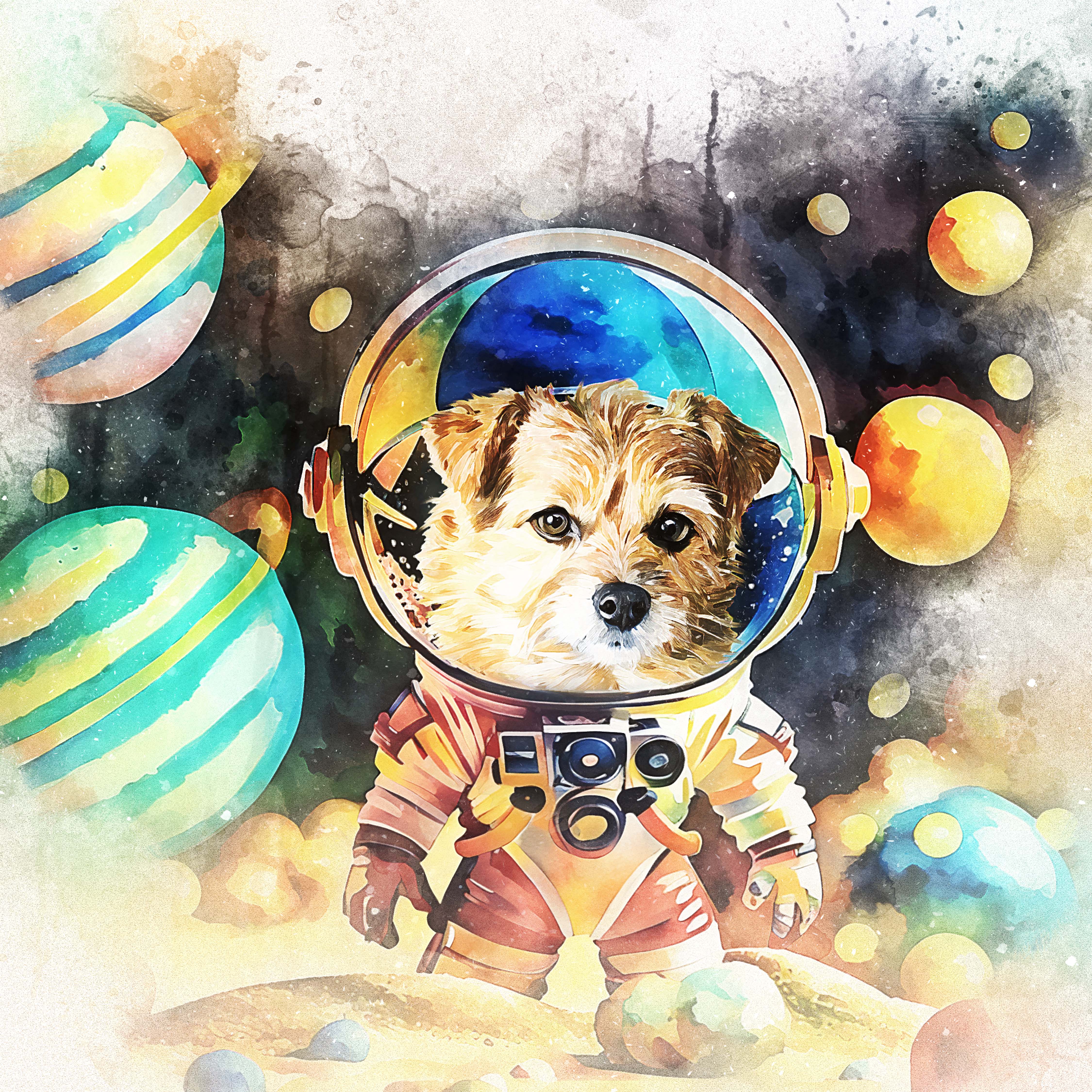 Watercolor Pet Art - Astronaut Adventure (AA)