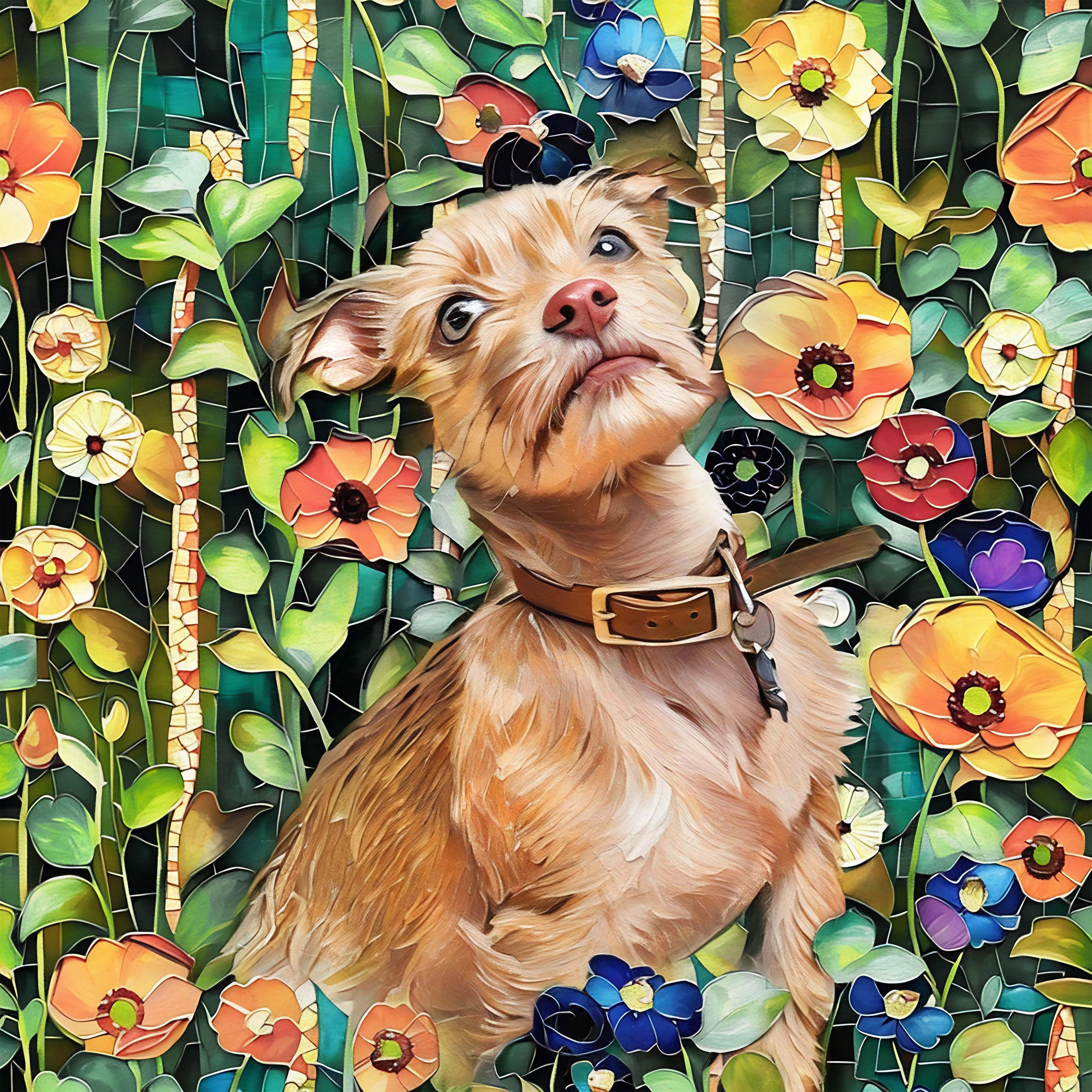 Oil Painting Floral Style Custom Pet Art (OF)