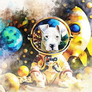 Astronaut Adventure Watercolor Pet Portrait