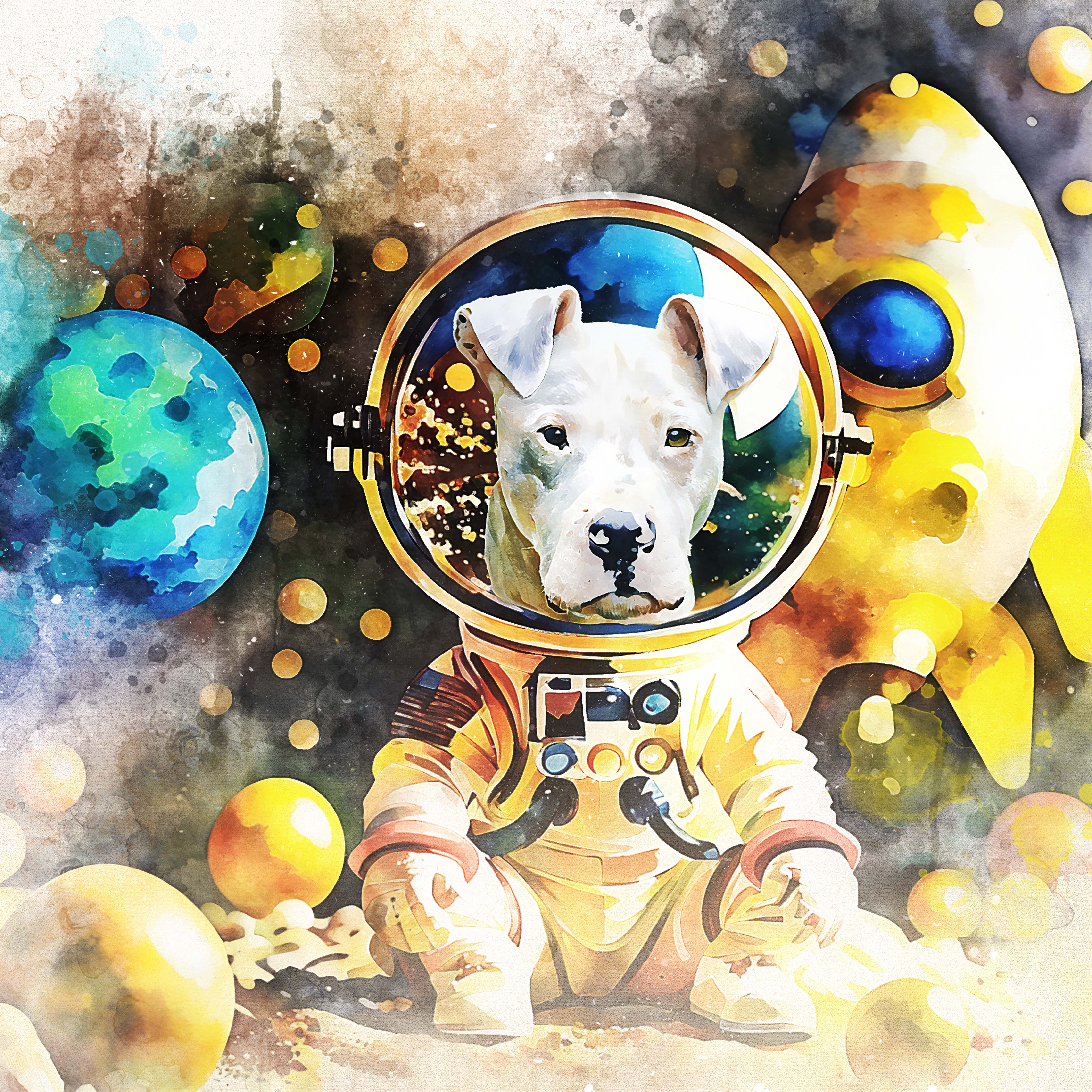 Watercolor Pet Art - Astronaut Adventure (AA)