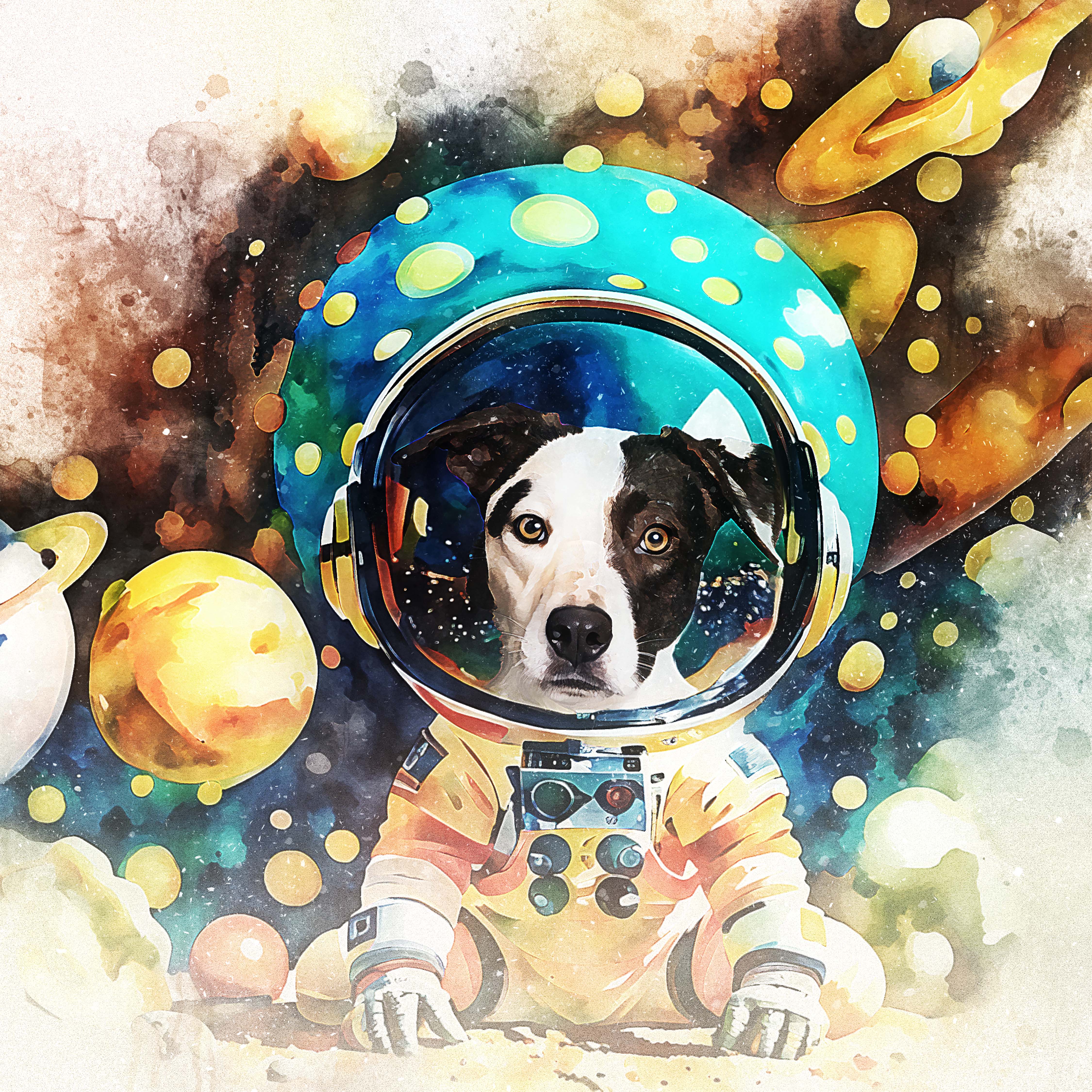 Watercolor Pet Art - Astronaut Adventure (AA)