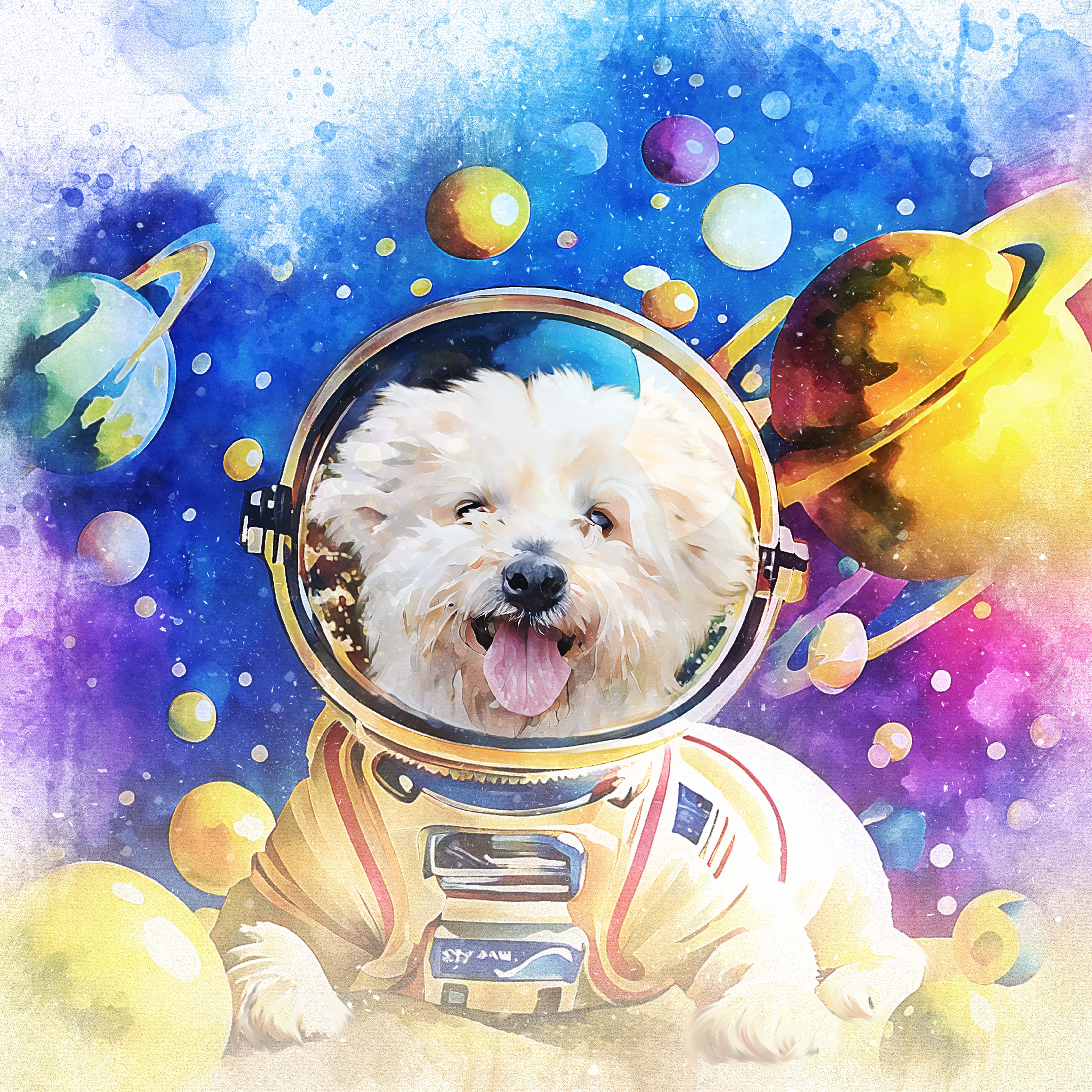 Watercolor Pet Art - Astronaut Adventure (AA)