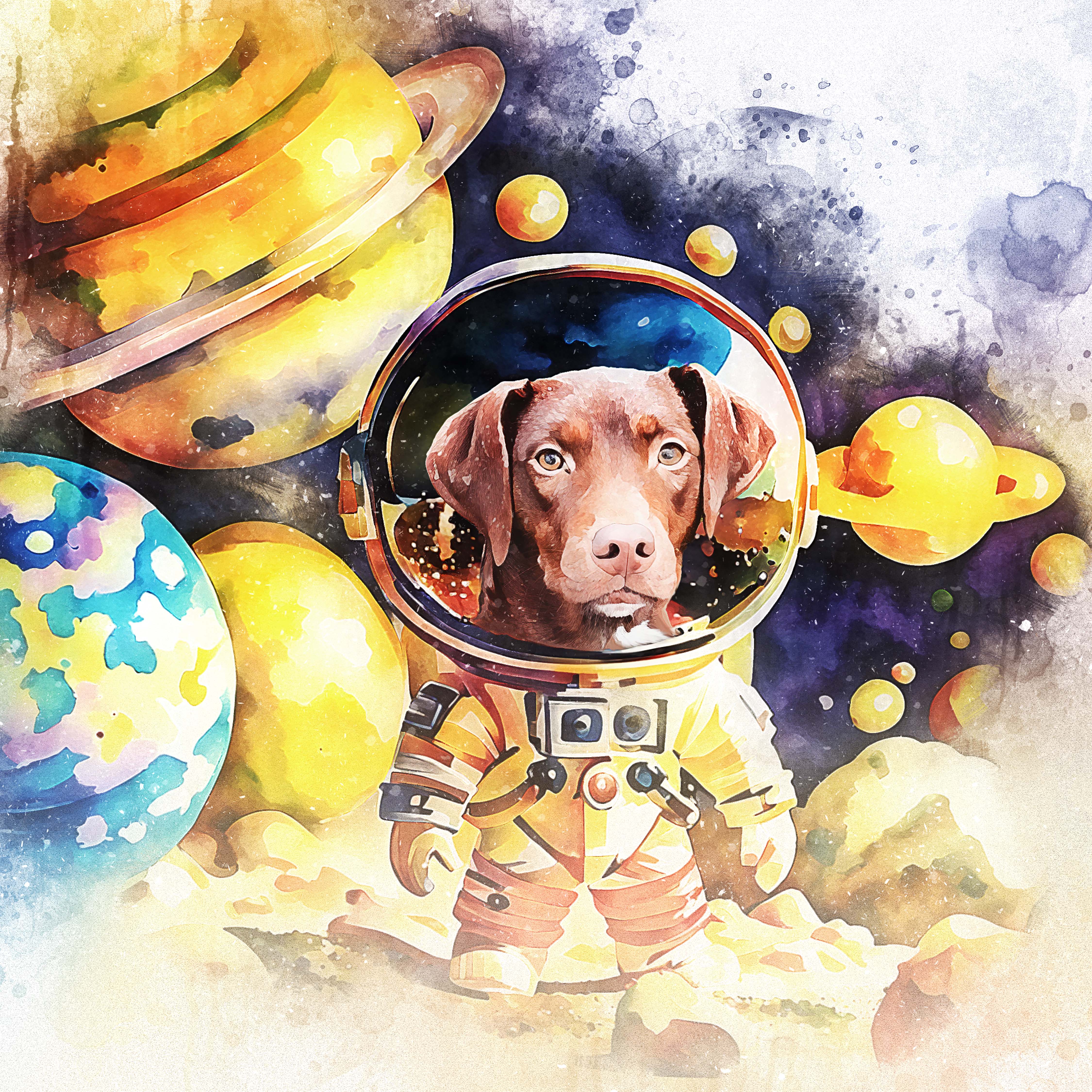 Watercolor Pet Art - Astronaut Adventure (AA)