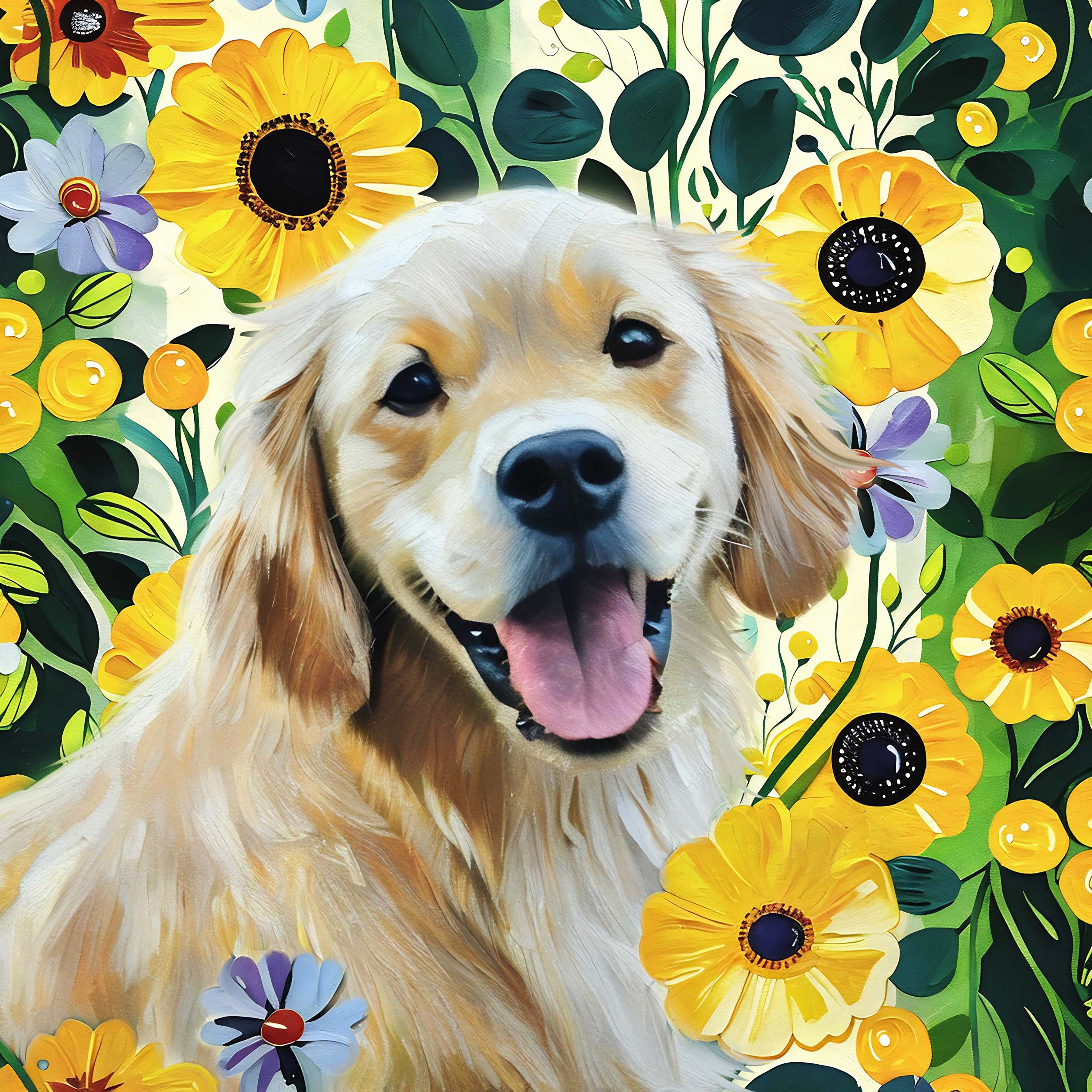 Oil Painting Floral Style Custom Pet Art (OF)