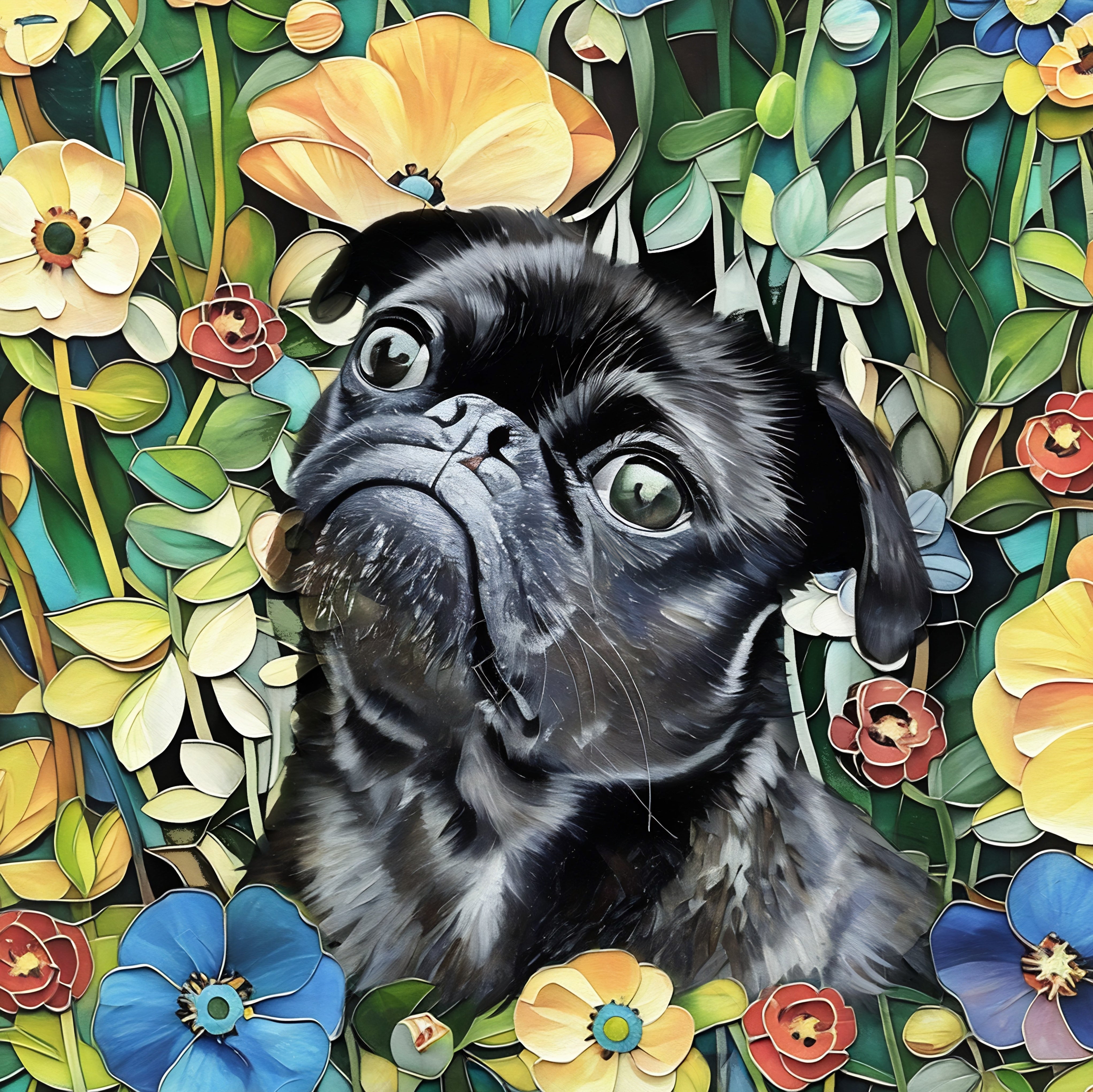 Oil Painting Floral Style Custom Pet Art (OF)